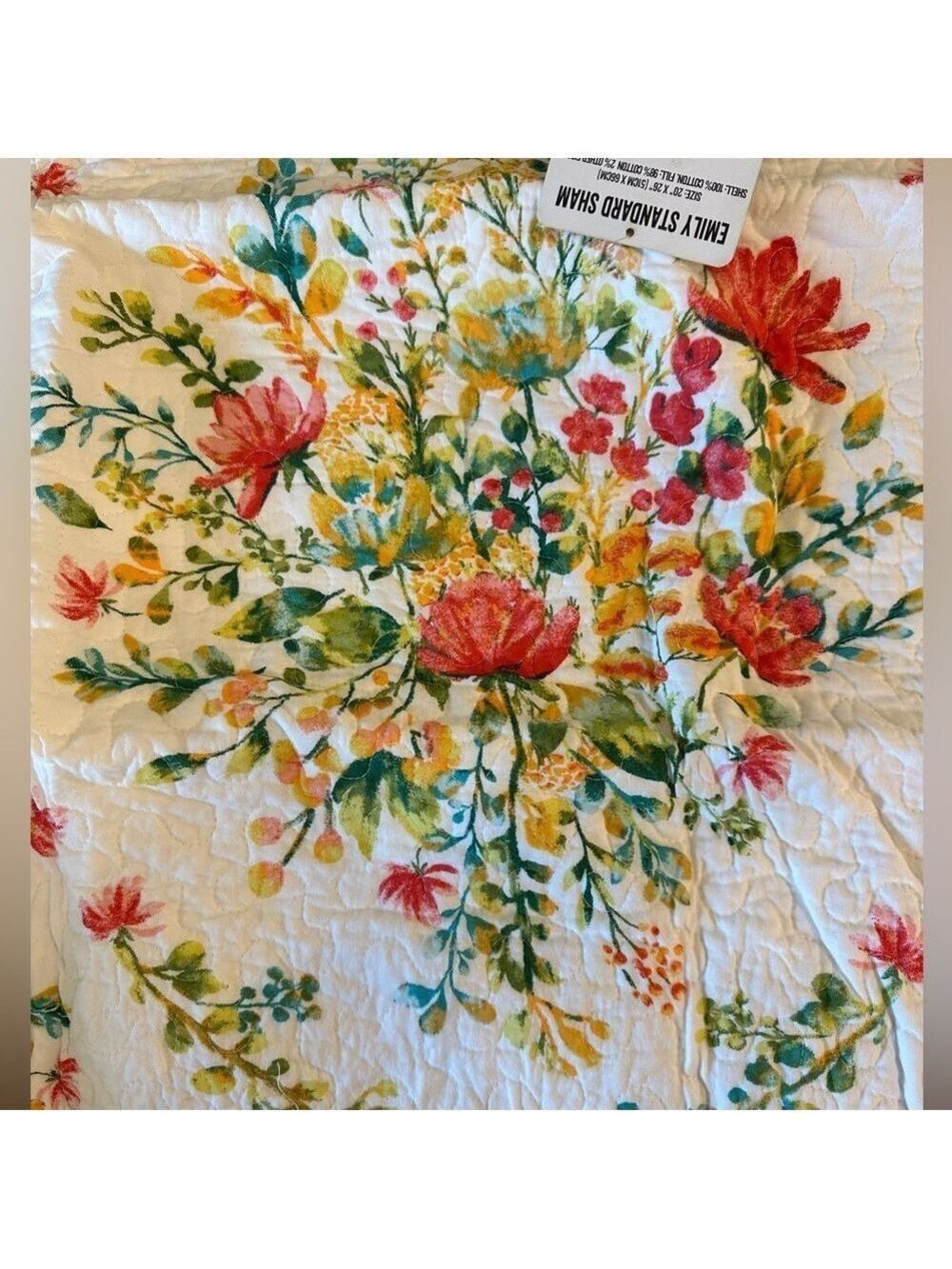 NWT Emily Standard size Pillow Shams by Cracker Barrel Quilted, Floral Beautiful - Picture 5 of 12
